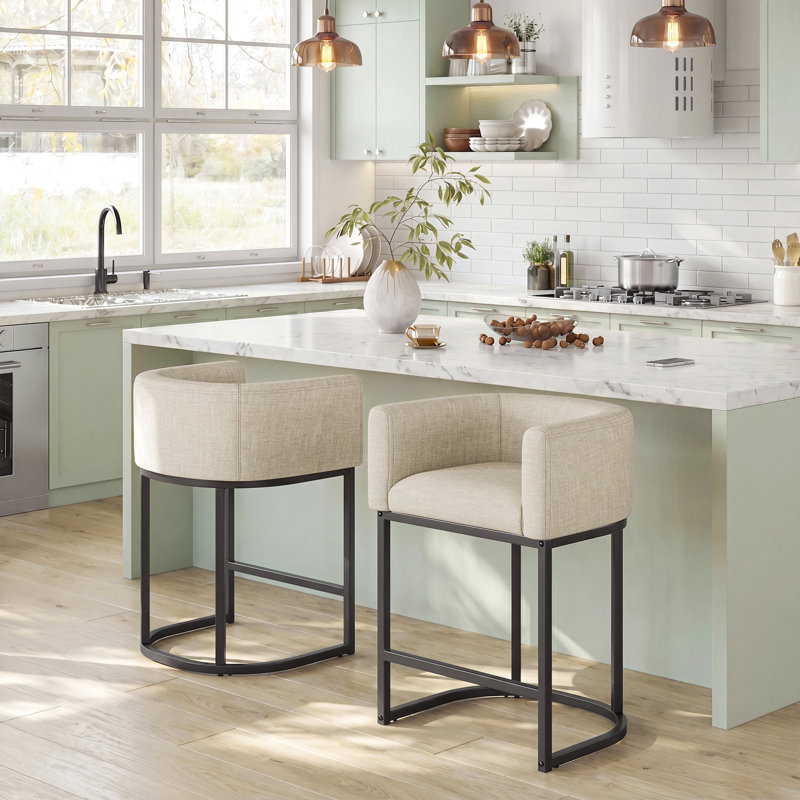 Tabouret de comptoir 26 po Velora, 2, Beige Linen