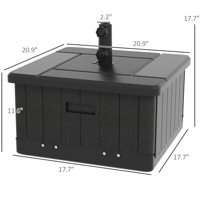 Base de parasol 31 remplissable noire, table, bac à fleurs, 175 lb Capacité, avec roulettes élégantes, table de support d'extérieur 31 lb, noir, huile