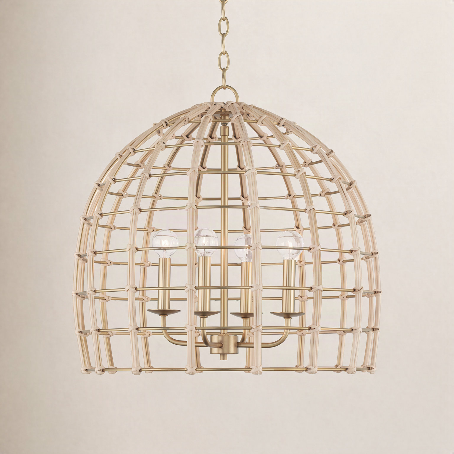 Almita 4 Light Rattan Dimmable Pendant, 23" W X 22" H