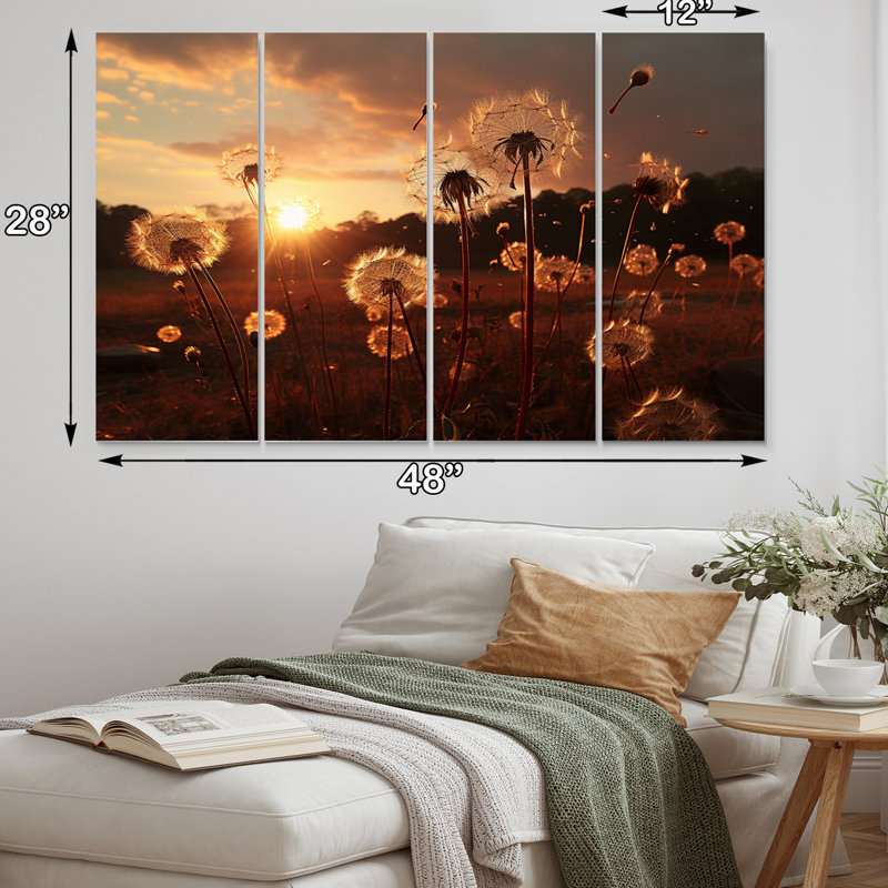 «Sunset Dandelion Field I», ensemble de reproductions d'art en métal