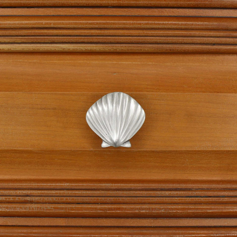1 1/2" Seashell Knob, Brushed Nickel, 2" L x 2" W, 1