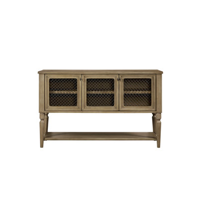 Unité de rangement en bois massif brun clair avec 3 portes avant en filet, 39,16 po de hauteur, 19 po de largeur, 62 po de profondeur, étagère intérieure spacieuse, porte d'armoire ouverte inférieure, teinte, hauteur, largeur, profondeur, étagère