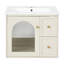 24" Bathroom Vanity: Wall - Mounted For Small Spaces, Ceramic Sink, 1 Soft Close Door, Two Deep Drawers, Space Saving, Quick Installation, Modern Decor 2 Overflow, Glass Door Storage, Assembly, Look
