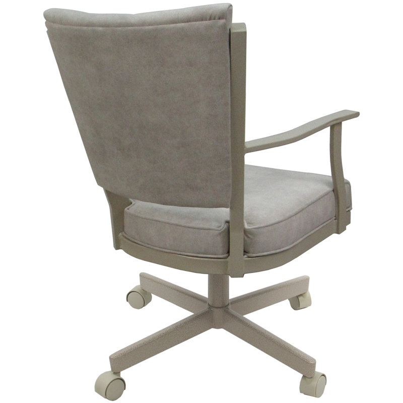 Danyael Metal Dining Caster Chair with Arms, Beige, Outlier Stucco
