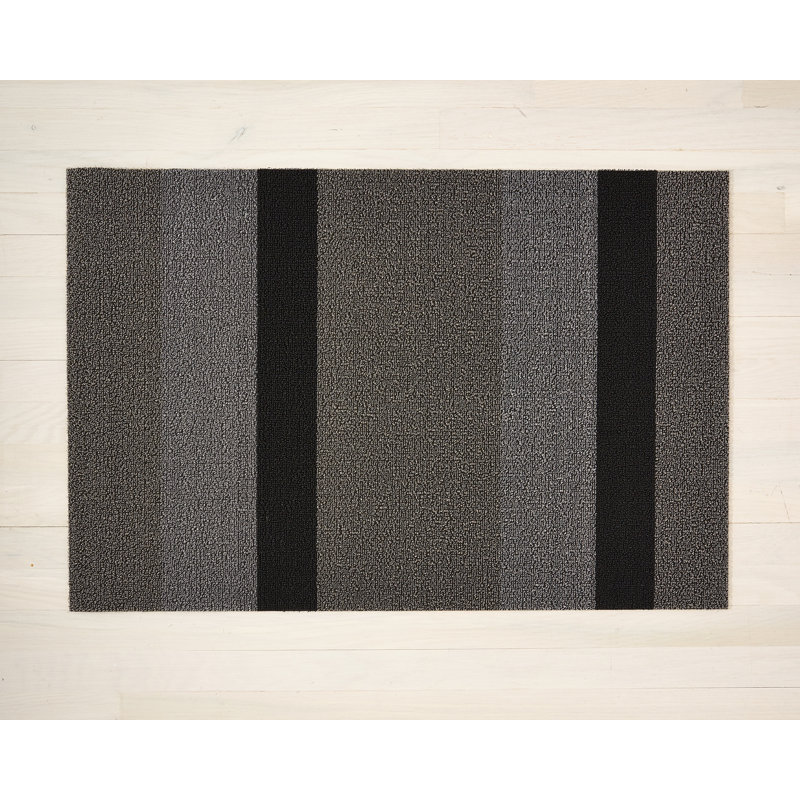 Striped No Holiday Doormat, Silver/Black, 0.6cm H x 61cm W x 91cm L