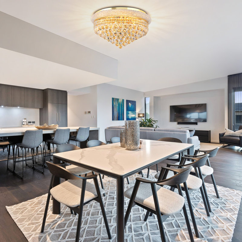 Plafonnier encastré moderne en cristal 5 lumières 23 po