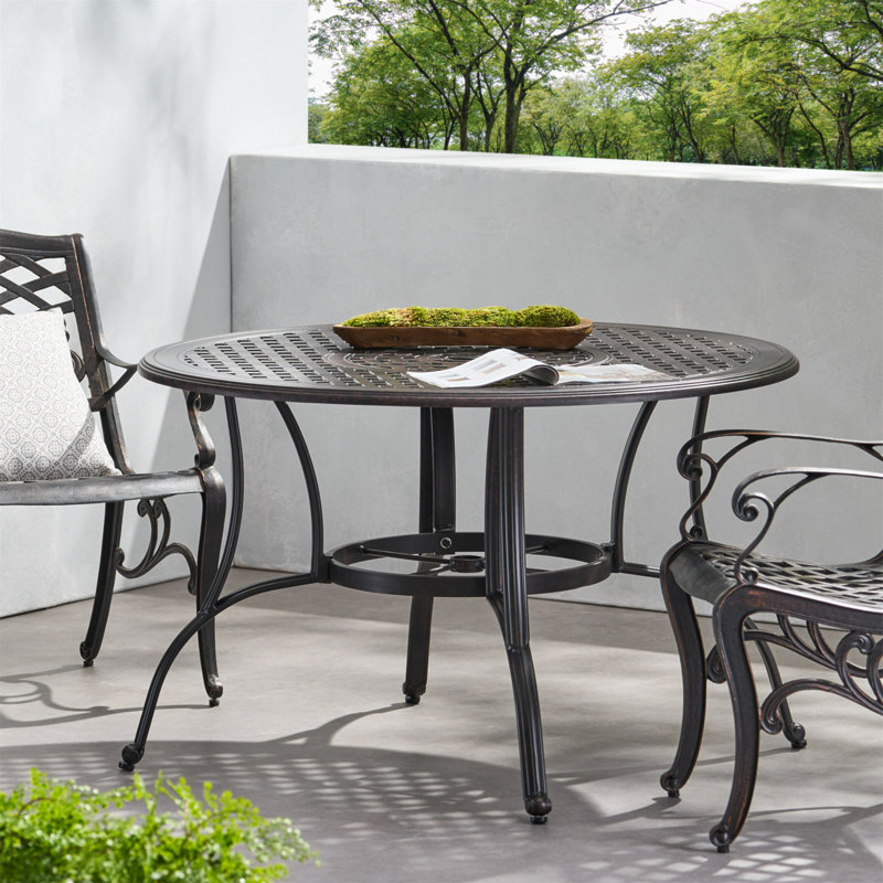 Table de salle à manger d'extérieur en fonte d'aluminium, bronze