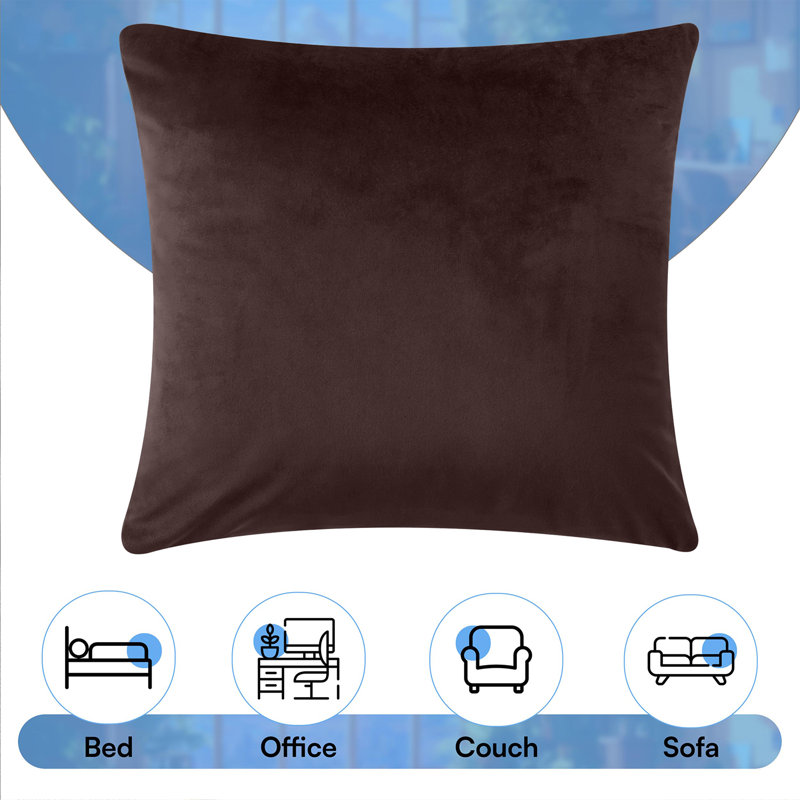 Luxurious Plain Velvet Cushion Covers (Set Of 2), Brown