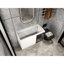 Meuble-lavabo moderne de 36 po avec 2 portes à fermeture douce, meuble-lavabo blanc brillant, demi-porte en verre gris, contreplaqué construit pour plus de commodité