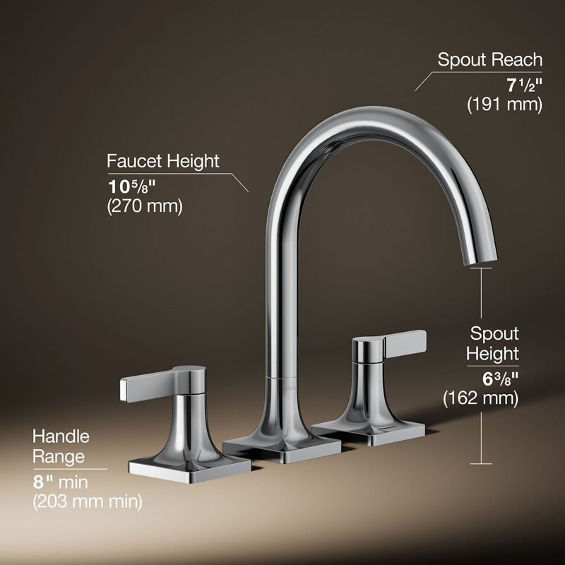 Deck Mounted Bath Faucet, Polished Chrome