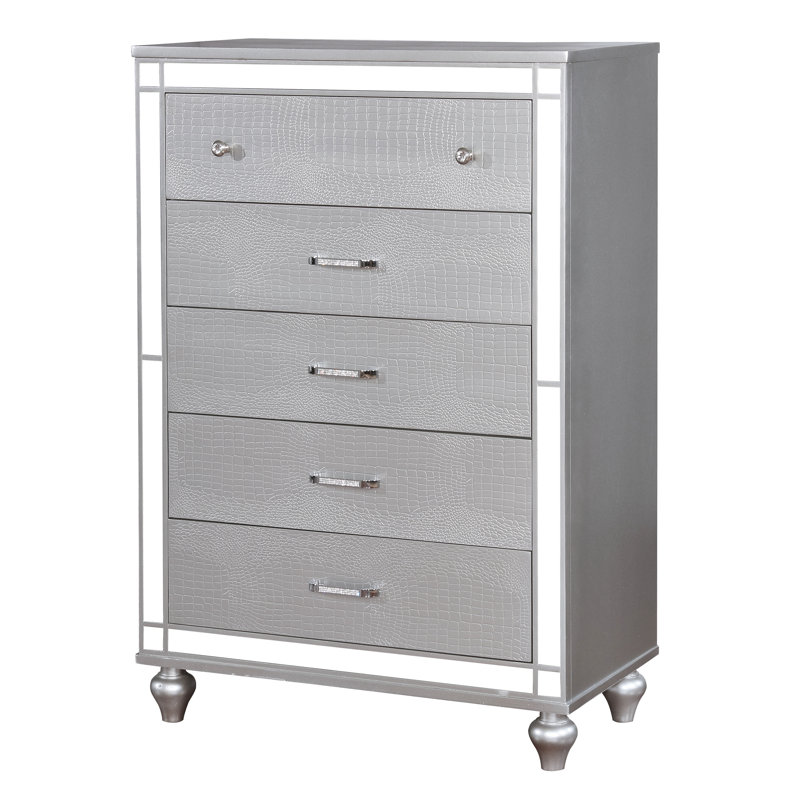 Meghean 36'' W 5 - Drawer Dresser, Silver