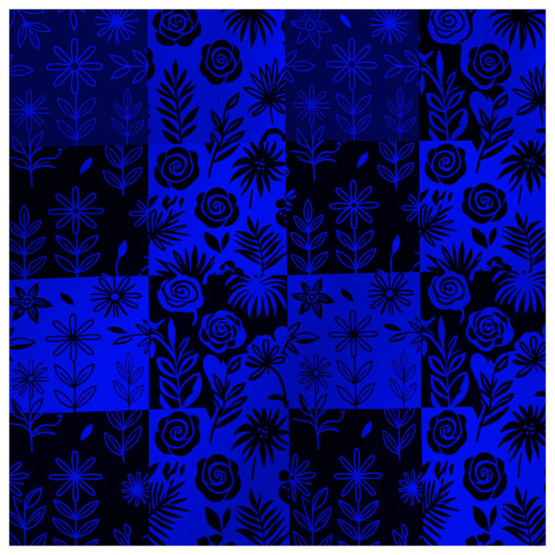 Tapis de bain à motif floral bleu, L 24 po x L 17 po