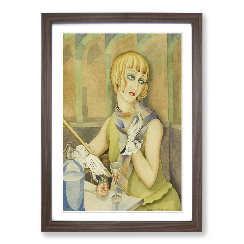 Lilli Elbe by Gerda Wegener - Picture Frame Painting, Walnut Framed, 36cm H x 27cm W x 2cm D
