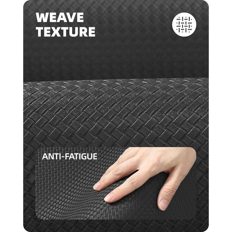 Dionisios Anti-Fatigue Non-Skid Kitchen Mat, Rectangle 1'5" x 2'5" + Runner 1'5" x 4'11", Black