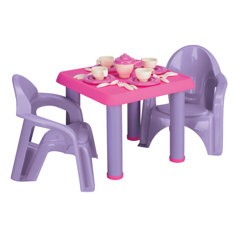 Pink and White 28-Piece Plastic Tea Party Set