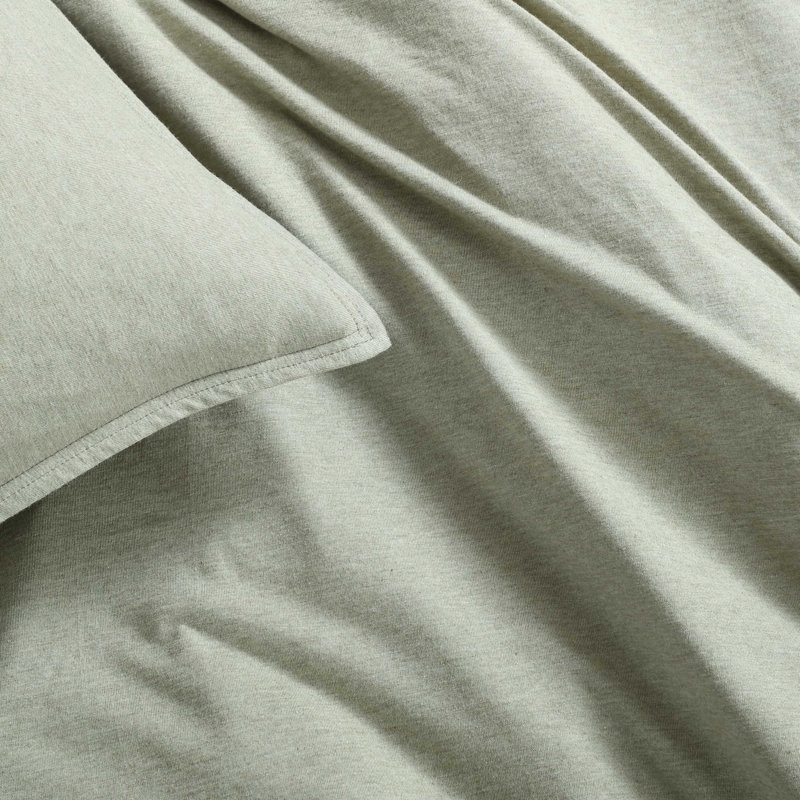 Ensemble d'édredon en mélange de coton, Édredon pour très grand lit + 2 taies décorativ, Vert