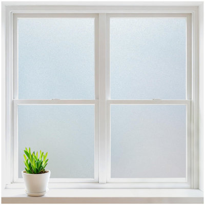 Window Privacy Film, Frosted Glass Window Clings, Static Cling UV Heat Blocking Door Stickers For Home Bathroom, Removable Indoor Decal Coverings Day And Night, Pure, 23.6 X 118.1 Inches