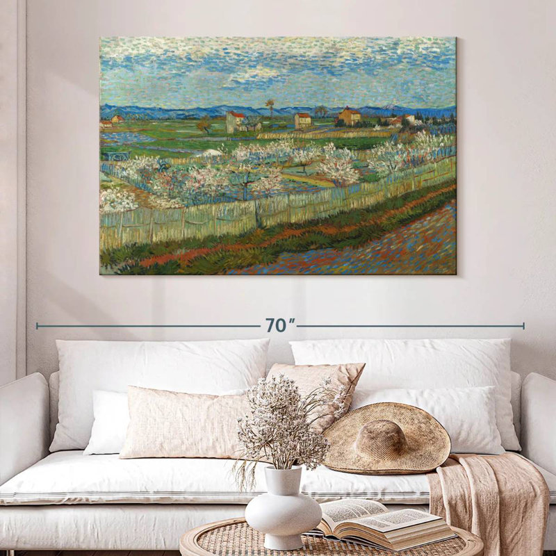 Pêche d'Alvord en fleur, H 34 po x l 51 po