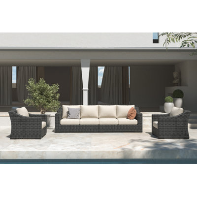 Eloisa Wicker 6 - Person Patio Conversation Set with Cushions