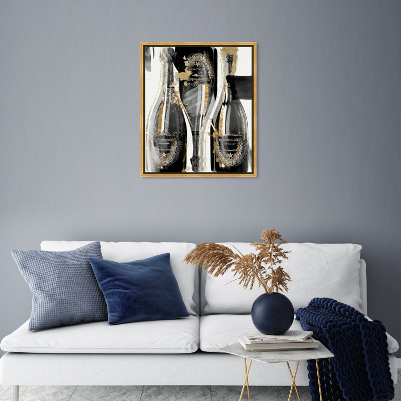 «Gold Showers», peinture sur toile, H 25 po x l 21 po, Cadre doré