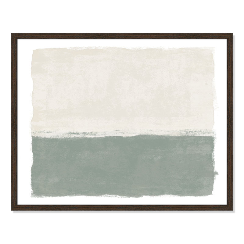 Sage Whisper II - Landscape Version Print par Natalie Carpentieri, 29.5'' W x 23.5'' H, Walnut Woodgrain, Impression encadrée