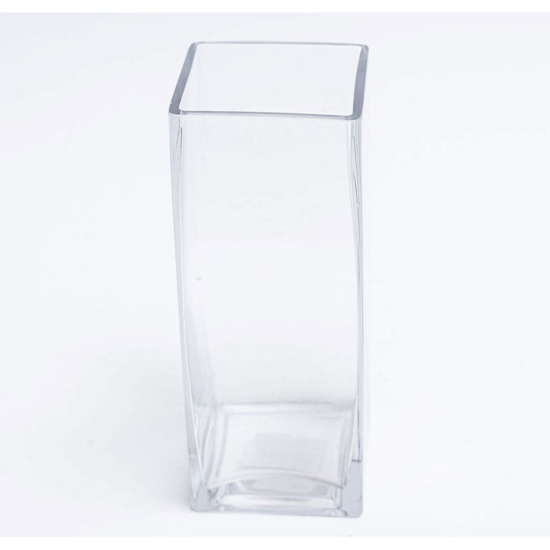 Vase carré en verre, H 7,75 po x l 3,25 po x P 3,25 po