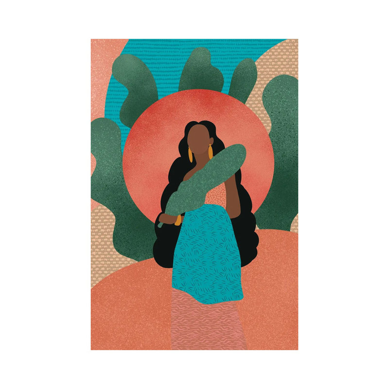 Femme noire dans la nature, H 40 po x l 26 po x P 1,5 po