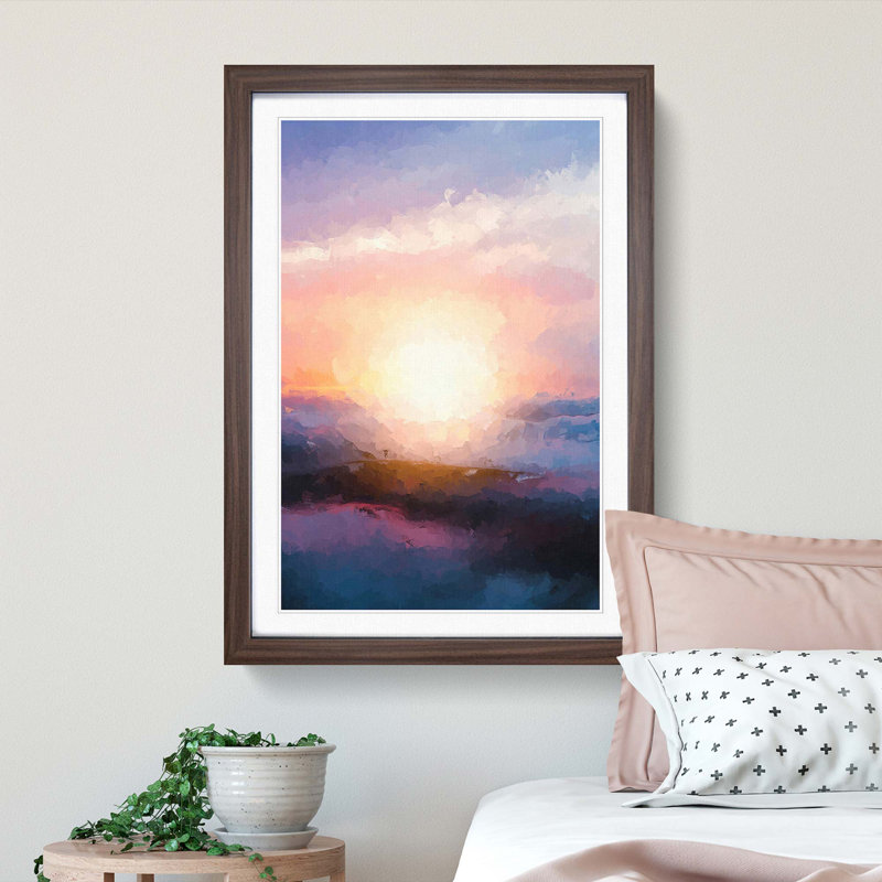 Sun upon the Mountain in Abstract - Picture Frame Graphic Art Print, Walnut Framed, 36cm H x 27cm W x 2cm D