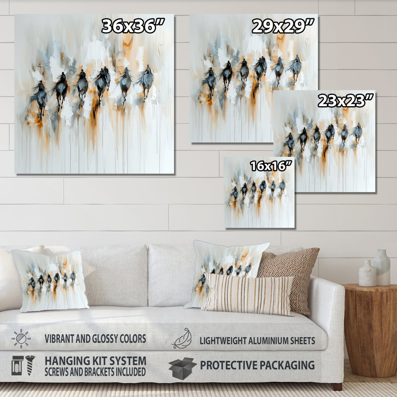 Abstrait, art mural, reproduction d'art cheval, H 23 po x l 23 po x P 0,84 po