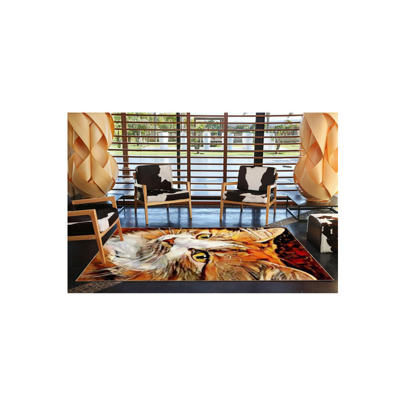 Tapis orange lavable à motif orange et moderne, Tapis de couloir 3 pi 3 po x 9 pi 10 po