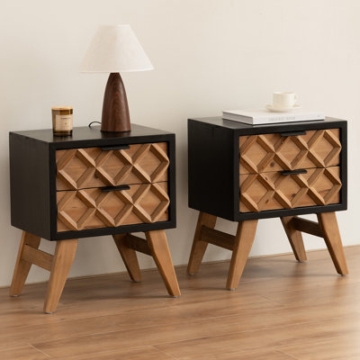 Solid Wood Parquet Nightstand, Set of 2 by PJCOLL