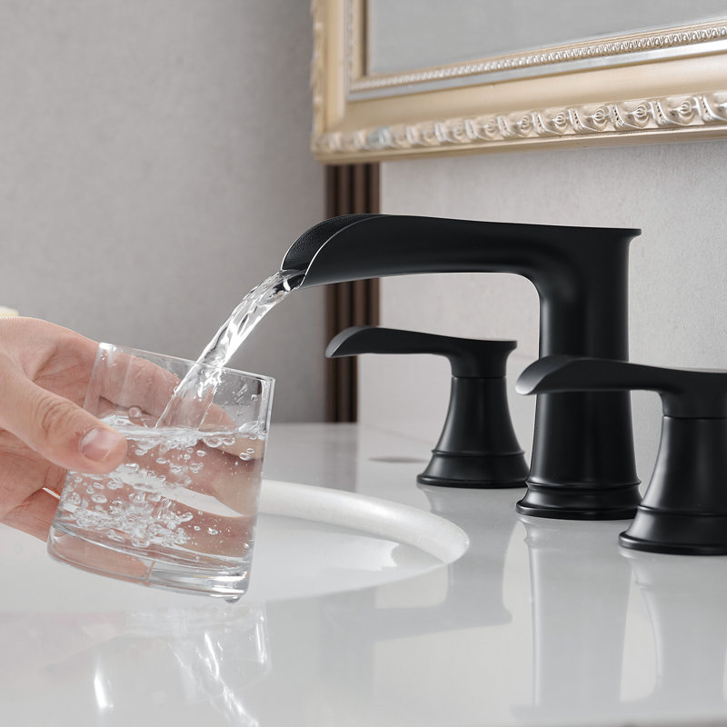 Mélangeur de salle de bain 8 pouces - Noir avec valve à cartouche et côté évier de remplissage en céramique