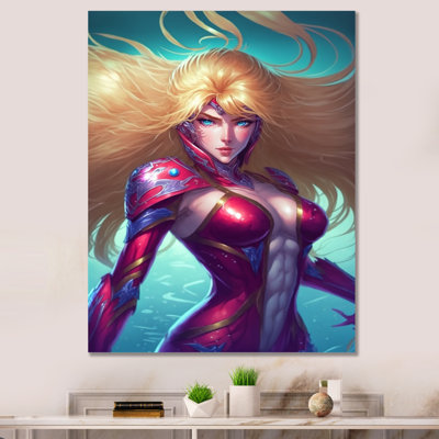 " Blonde Anime Magenta Warrior "