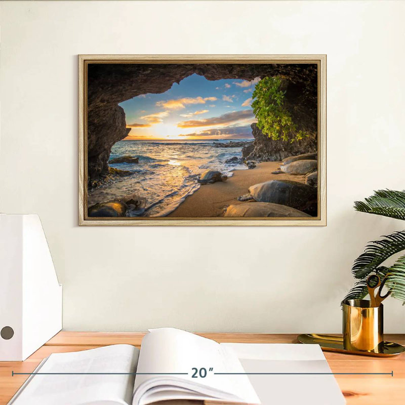 Tortue Maui, Cadre flottant en bois naturel, 13 po x 9 po