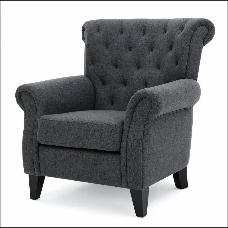 Losoto 36" W Tufted Armchair , Dark Gray Fabric