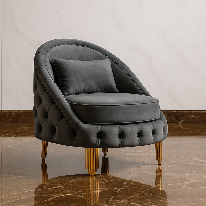 Valorie 33'' Velvet Chair, Gray Velvet