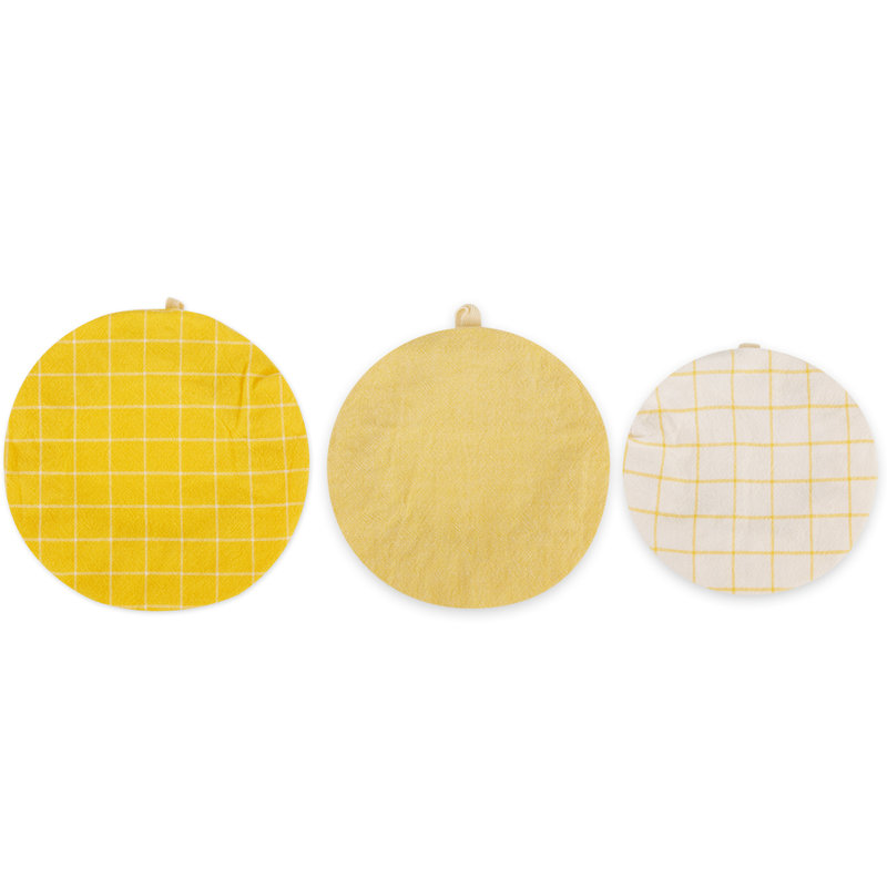 Ensemble de 3 assiettes à vaisselle en coton réutilisables Design Imports, Jaune