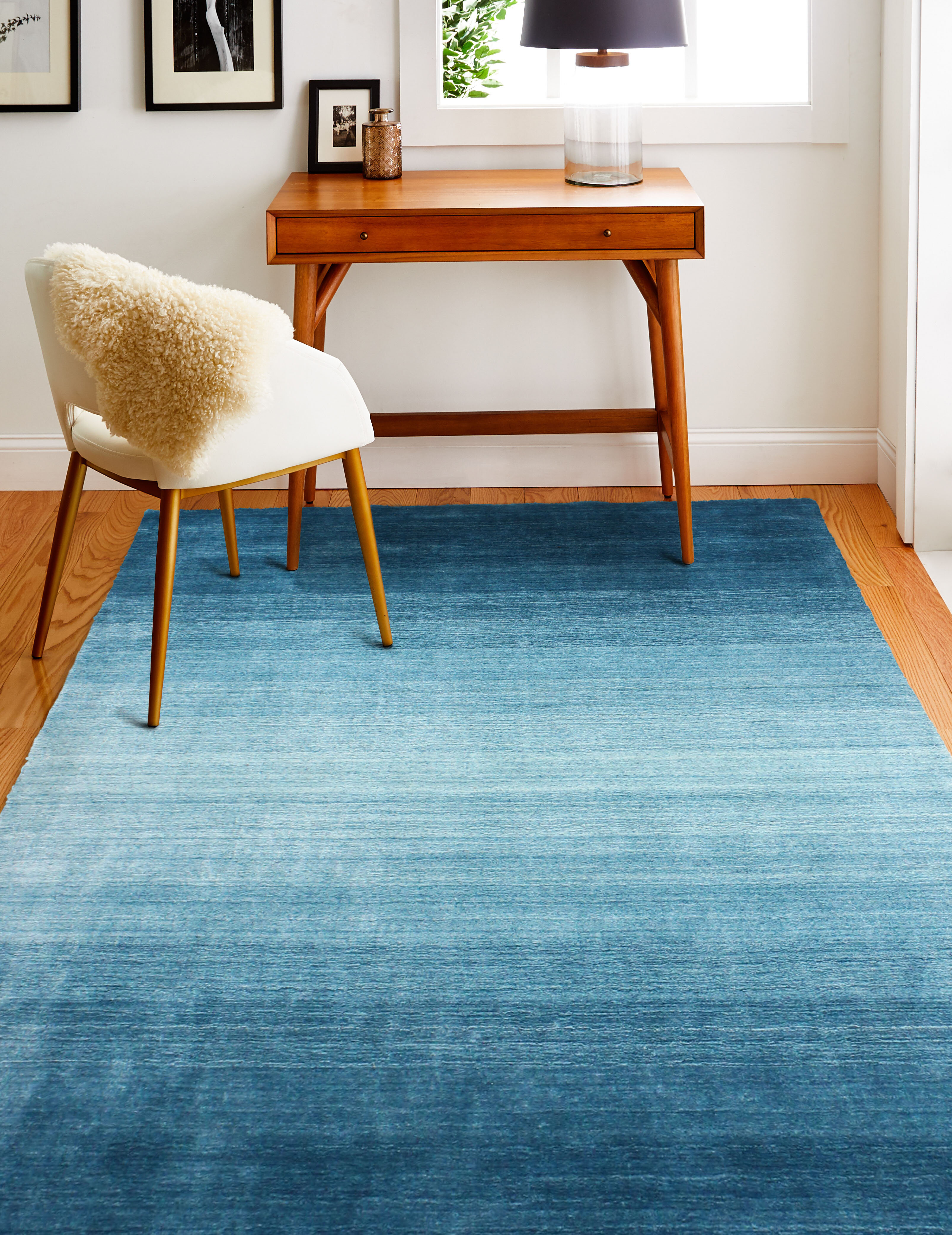 Hand-Knotted Turquoise Rug