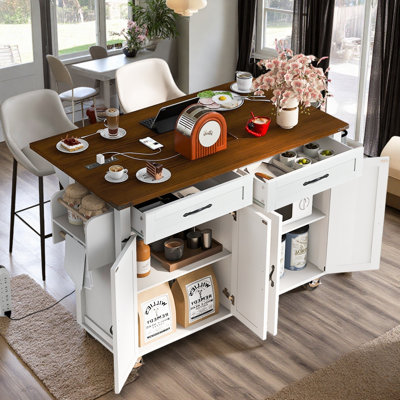 Mediun Kitchen Island With Drop Leaf And 2 Drawers