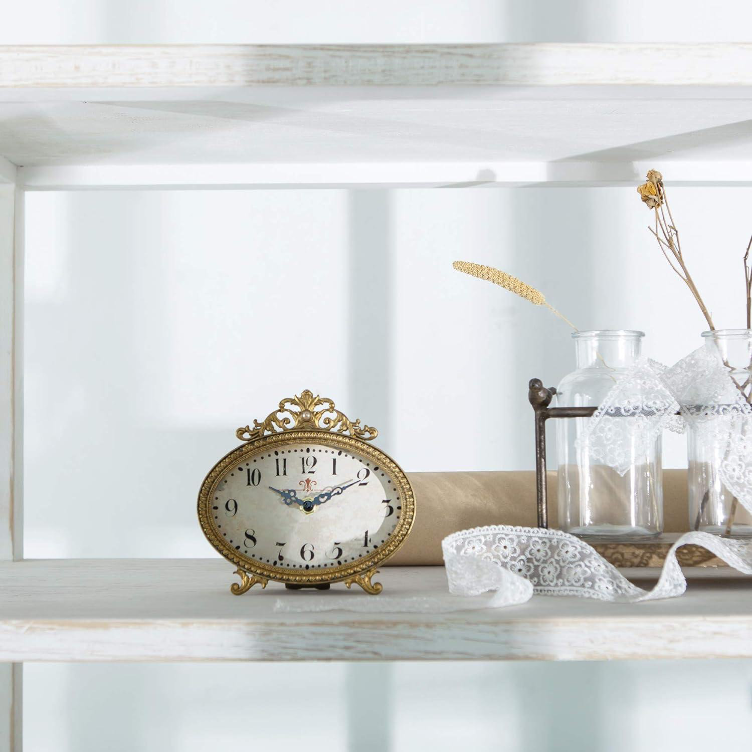 House of Hampton Vintage Table Clock, French Rococo Style Desk Clock ...