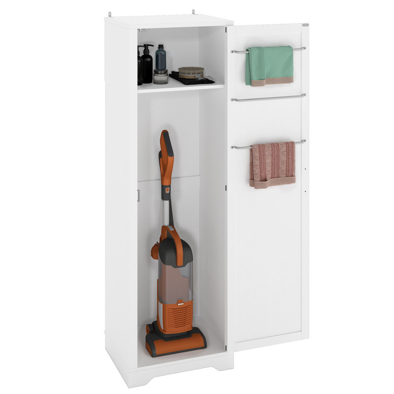 15.7" D x 19.7" W x 63" H Utility Storage Cabinet Single Door with Shelf and Vacuum Organizer