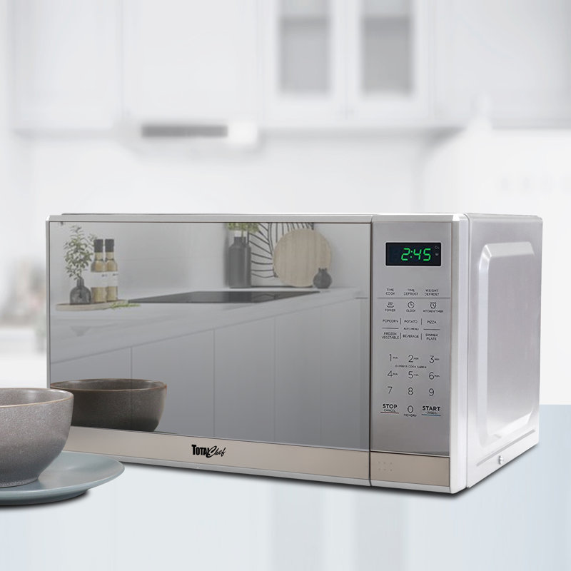 Compact Black and Silver Stainless Steel Microwave Oven for RV
