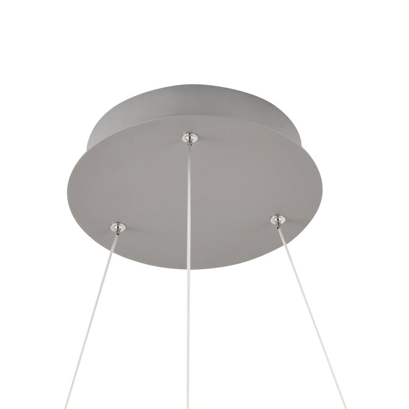 3-Light Grey LED Chandelier With Acrylic Diffusers, Light Gray