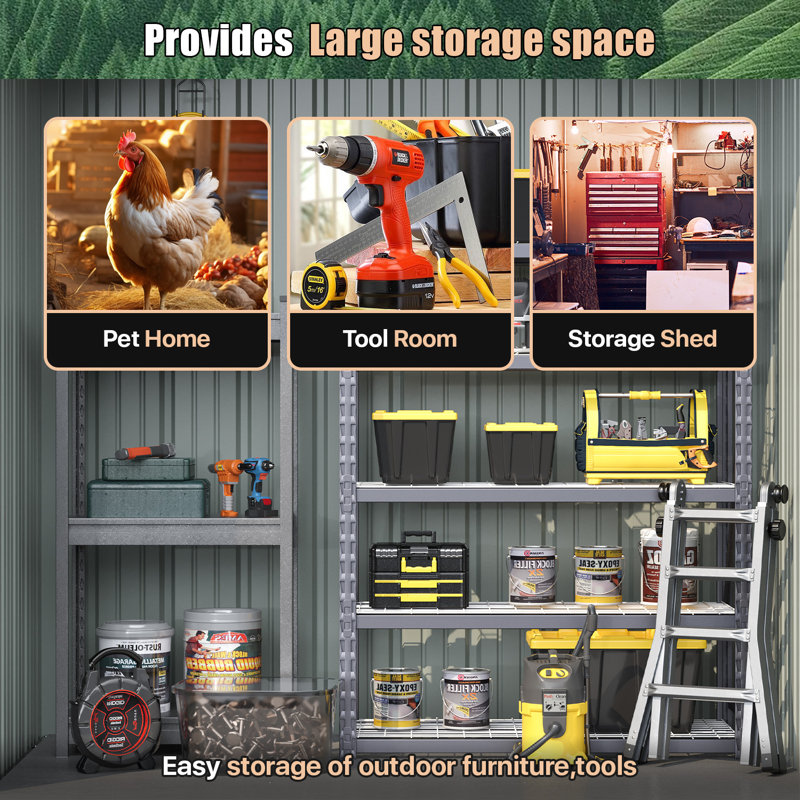 6.4 Ft. W X 4.0 Ft. D Metal Lean-to Storage Shed With Metal Base Frame Kit