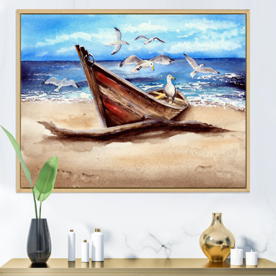 «An Old Fishing Boat On The Sandy Beach», reproduction sur toile