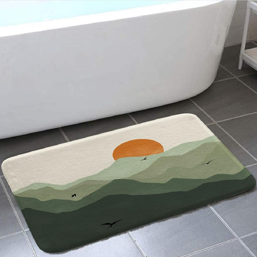 Boho Bathroom Rug Runner Bath Mat with Tassels Shower Moon Area