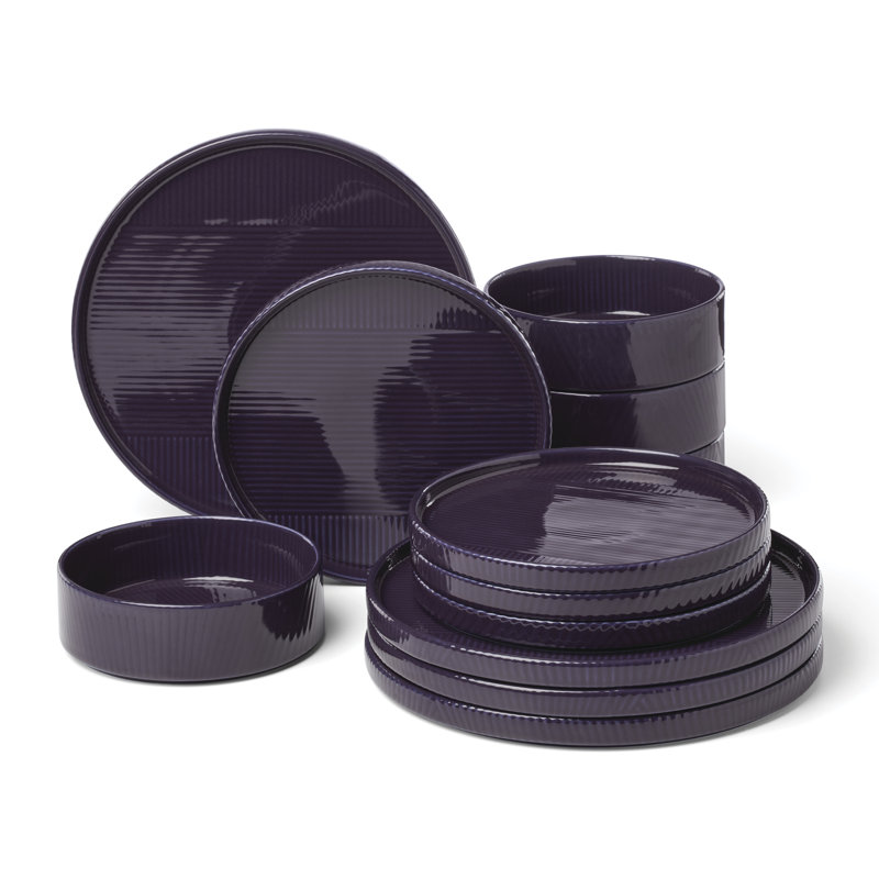 Modulus 12-Piece Dinnerware Set, Nightshade, Black