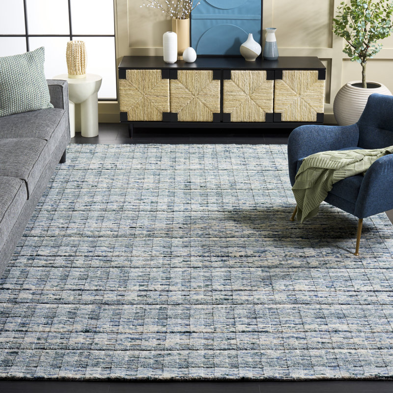 Tapis Arim 501 bleu sarcelle / beige, Rectangulaire 8 pi x 10 pi