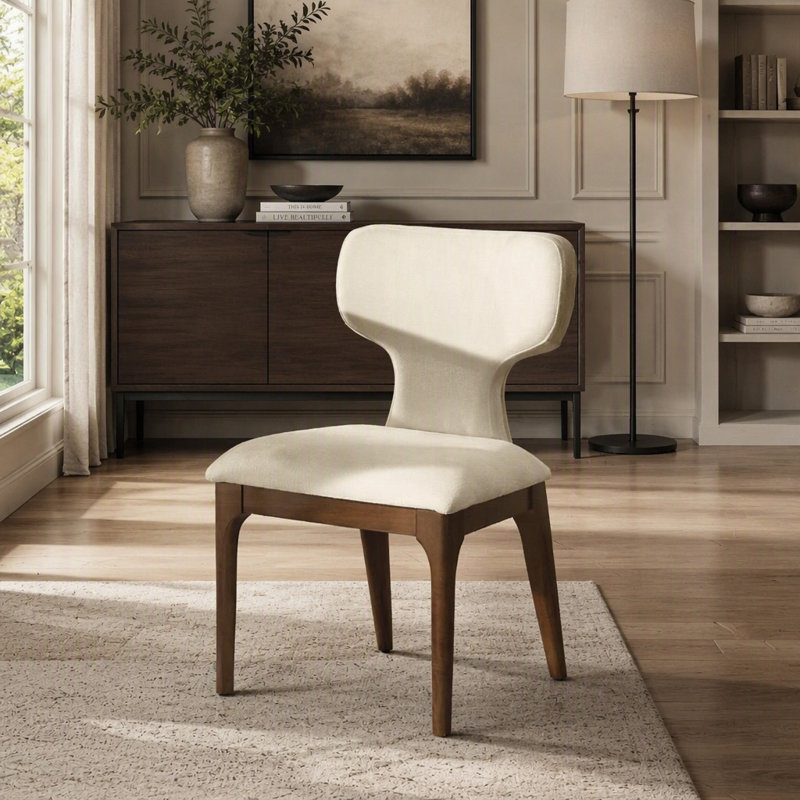 Ensemble de chaises d'appoint en chenille et rembourrées, siège rembourré confortable avec structure en bois durable pour des espaces de repas et de vie élégants