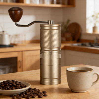 Moulin à café manuel de qualité supérieure avec réglages externes réglables, meule conique en acier inoxydable à commande numérique, capacité de 30 G, corps en alliage d'aluminium durable pour espresso, pour verser et voyage